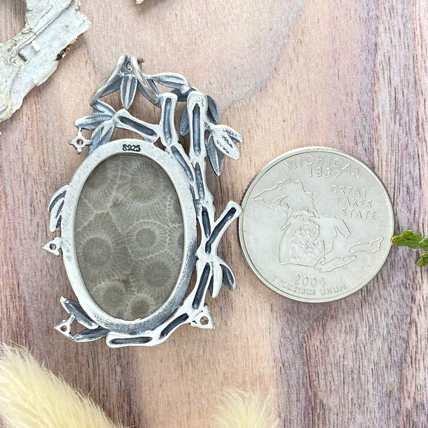 Petoskey Stone Pendant Back View - Stone Treasures by the Lake