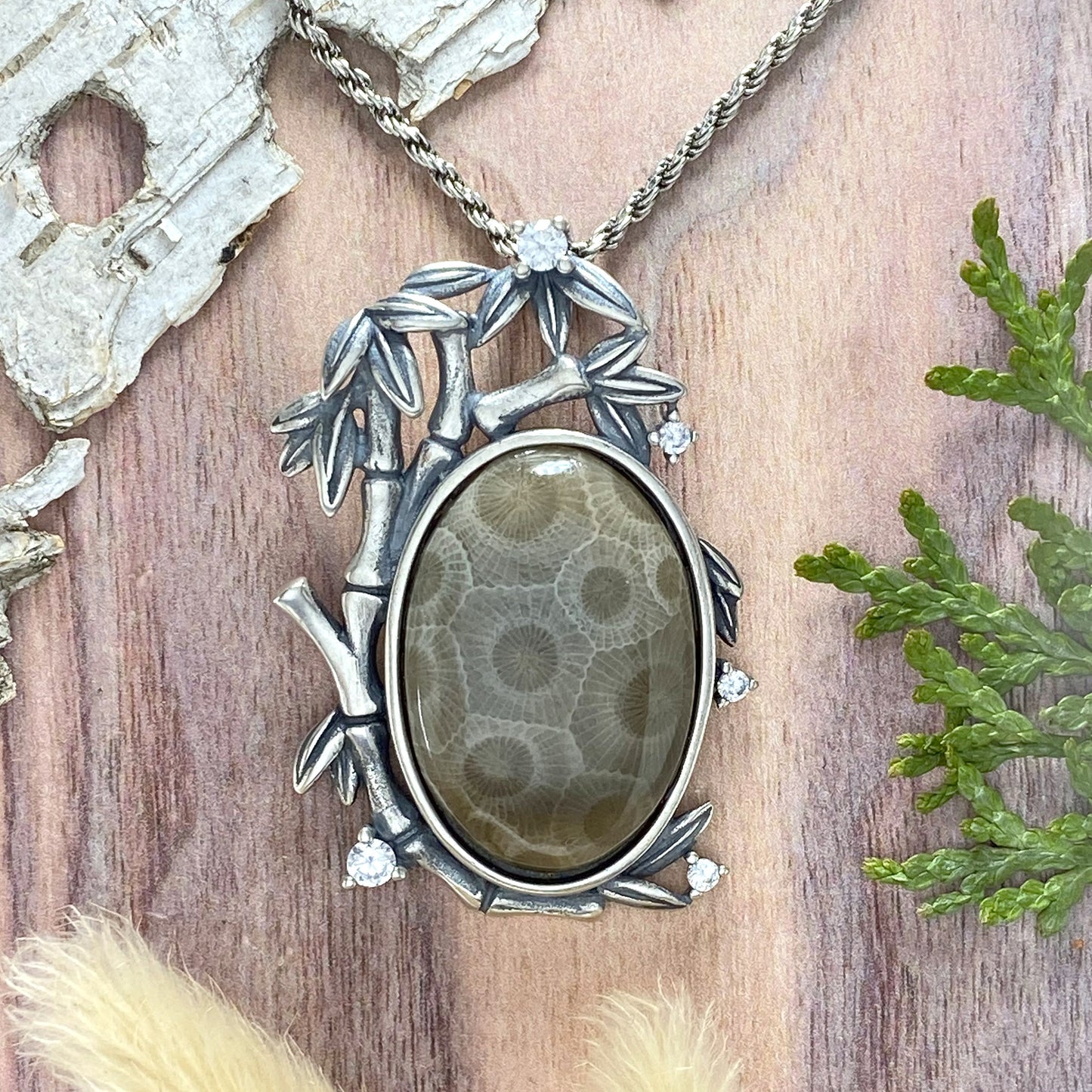 Petoskey Stone Pendant Front View IV - Stone Treasures by the Lake