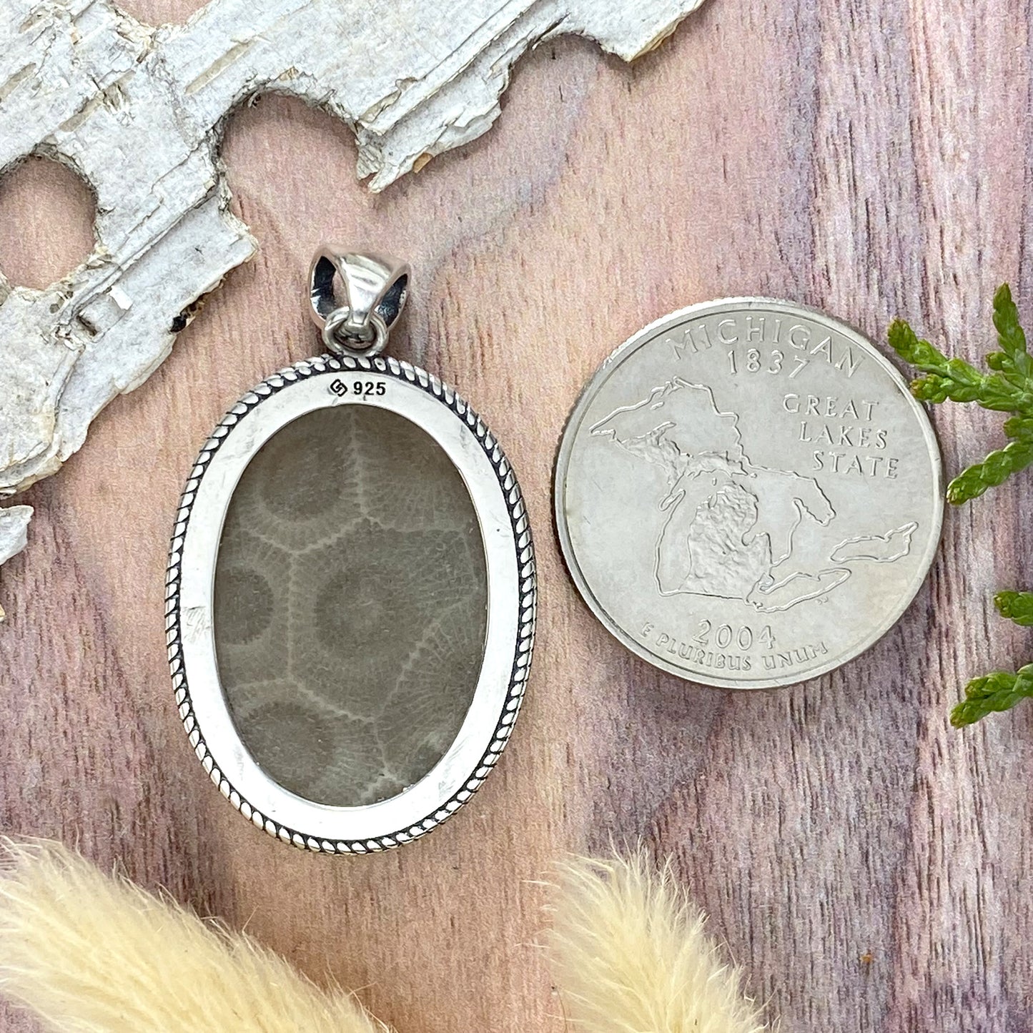 Petoskey Stone Pendant Back View - Stone Treasures by the Lake