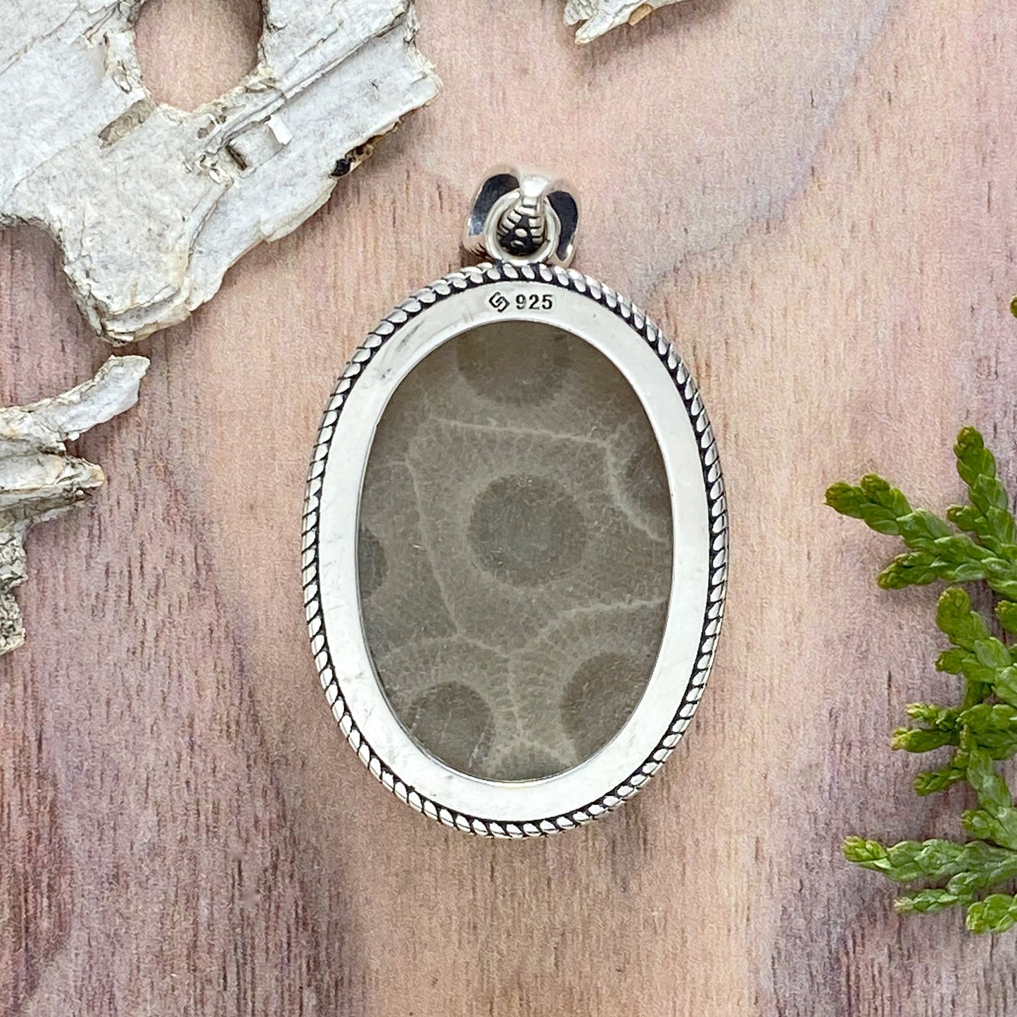 Petoskey Stone Pendant Back View - Stone Treasures by the Lake