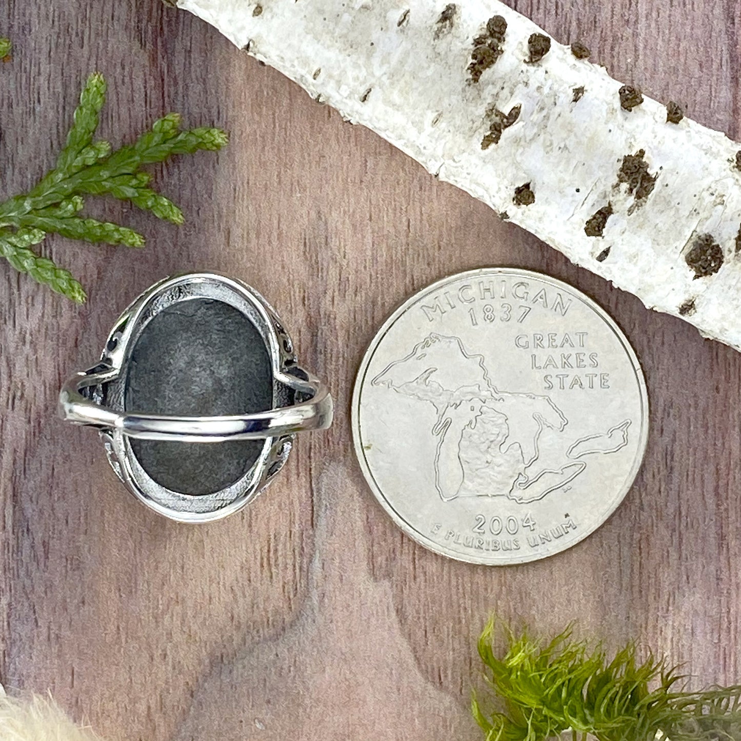 Petoskey Stone Ring Back View - Stone Treasures by the Lake