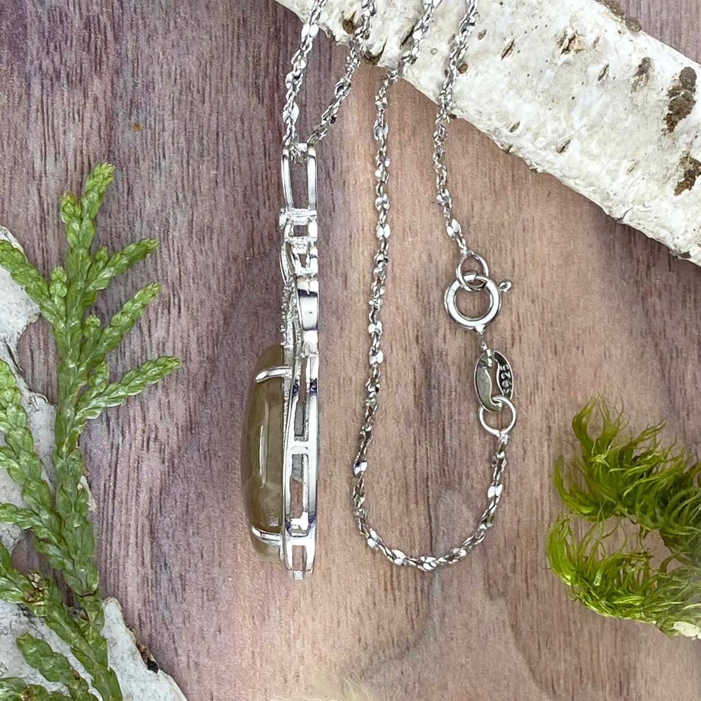 Petoskey Stone Pendant Necklace SidevView - Stone Treasures by the Lake