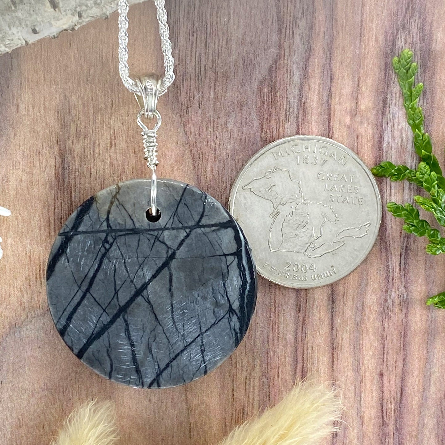 Picasso Marble with Seahorse Pendant Necklace Back View - Stone Treasures by the Lake
