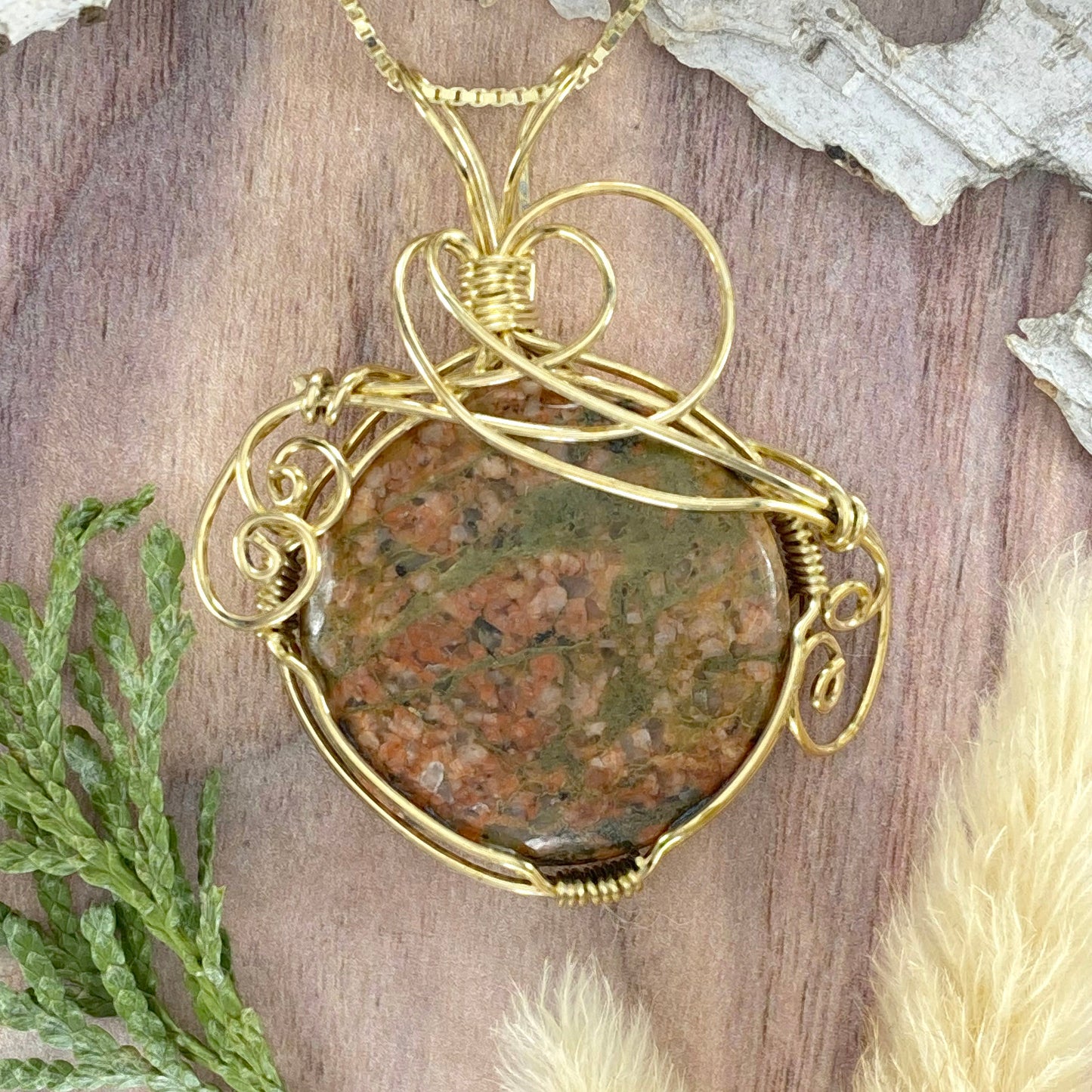 Granite Wire-Wrapped Necklace Front View - Stone Treasures by the Lake