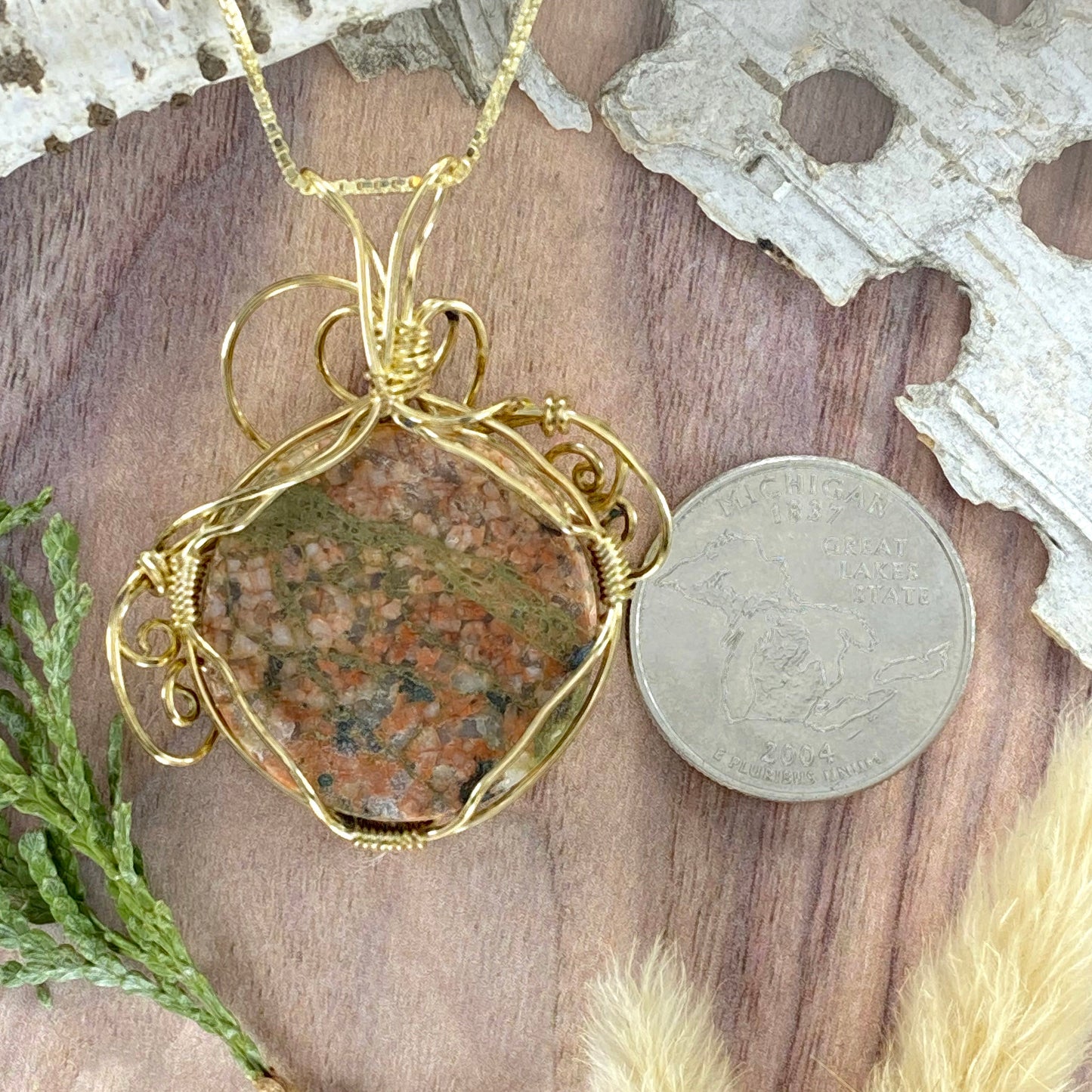 Granite Wire-Wrapped Necklace Back View - Stone Treasures by the Lake