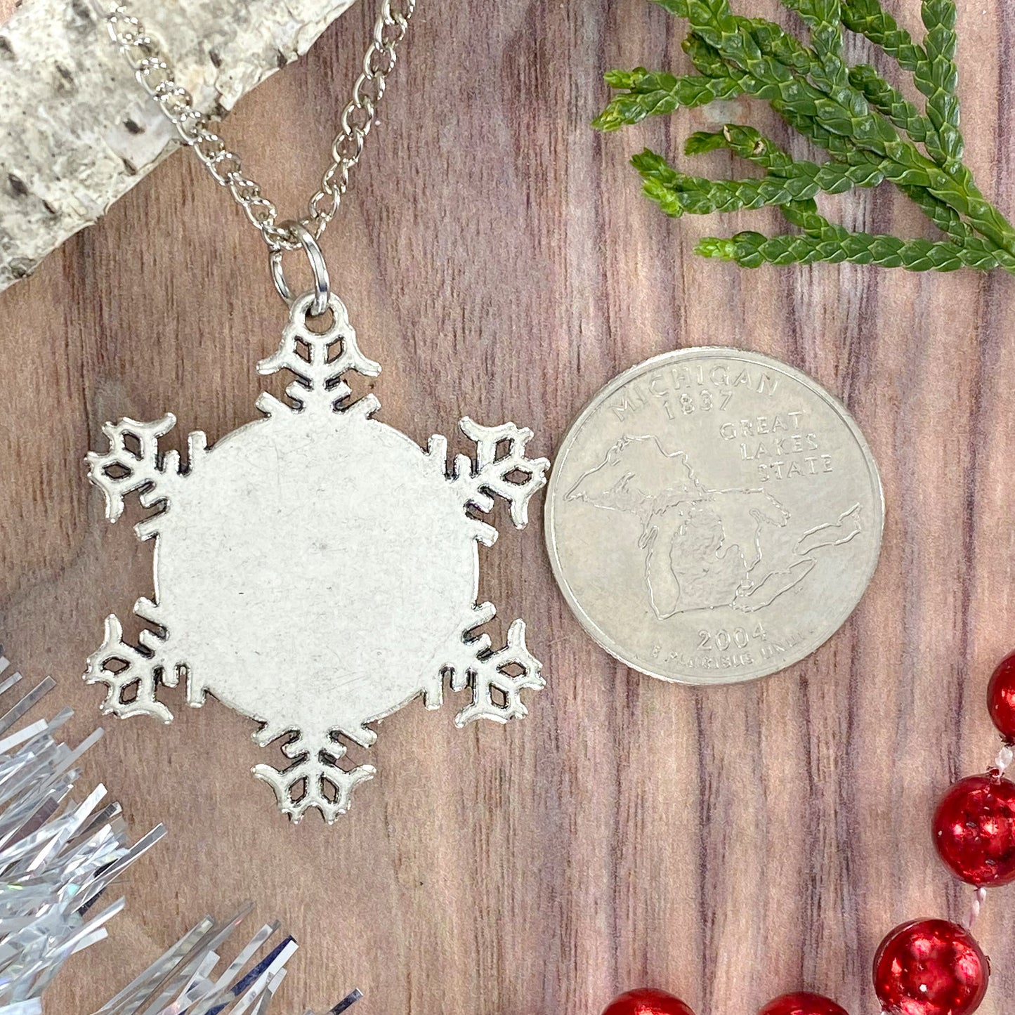 Petoskey Stone Snowflake Pendant Necklace Back - Stone Treasures by the Lake