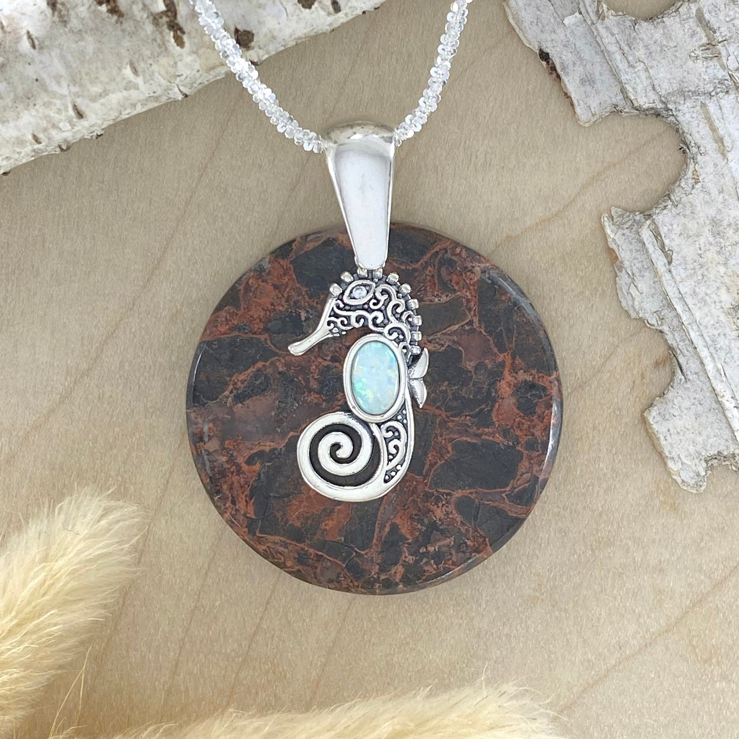 Painted Valley Agate Pendant Necklace - Stone Treasures by the Lake
