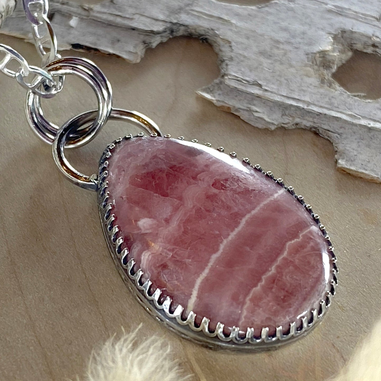 Rhodochrosite Pendant Necklace - Stone Treasures by the Lake
