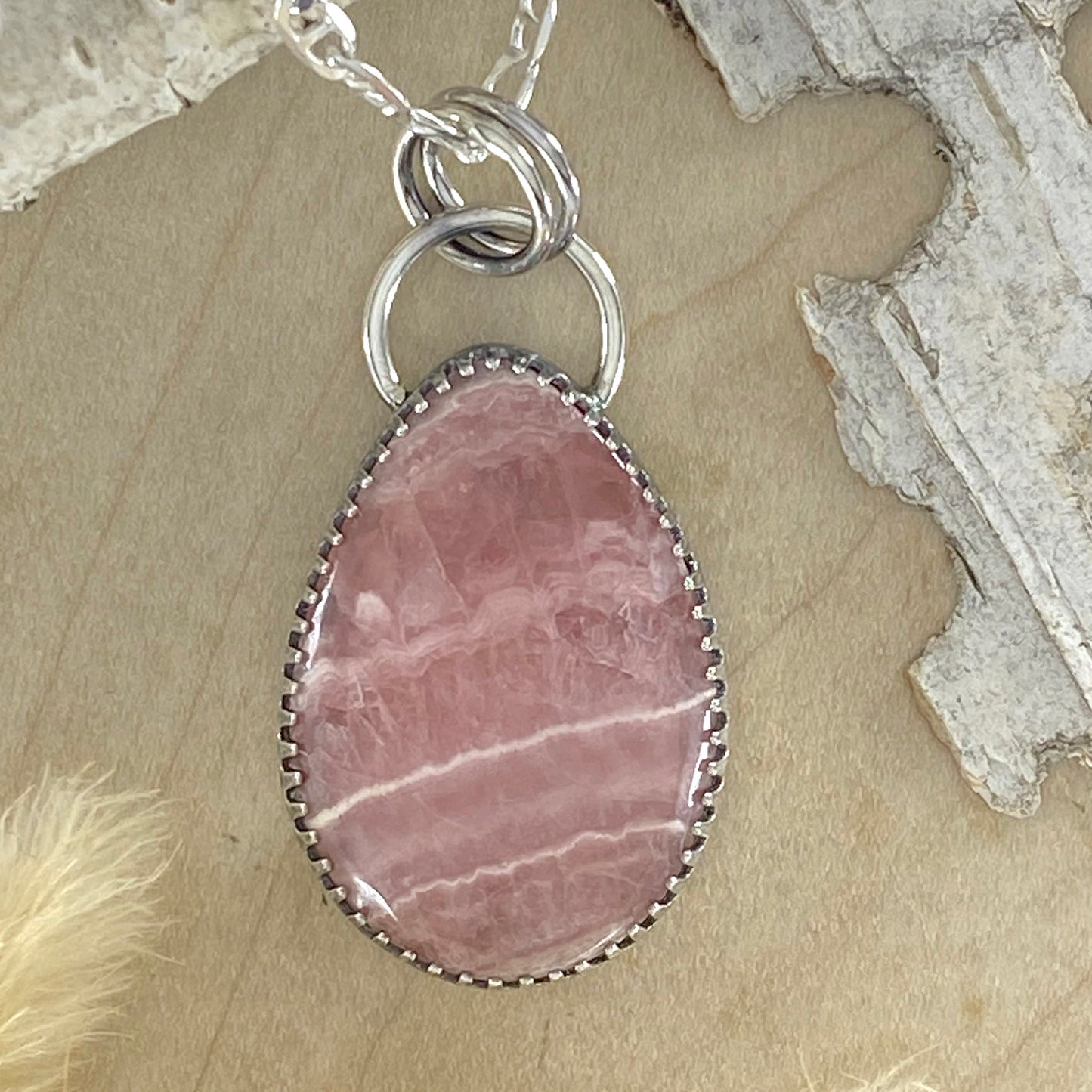 Rhodochrosite Pendant Necklace - Stone Treasures by the Lake