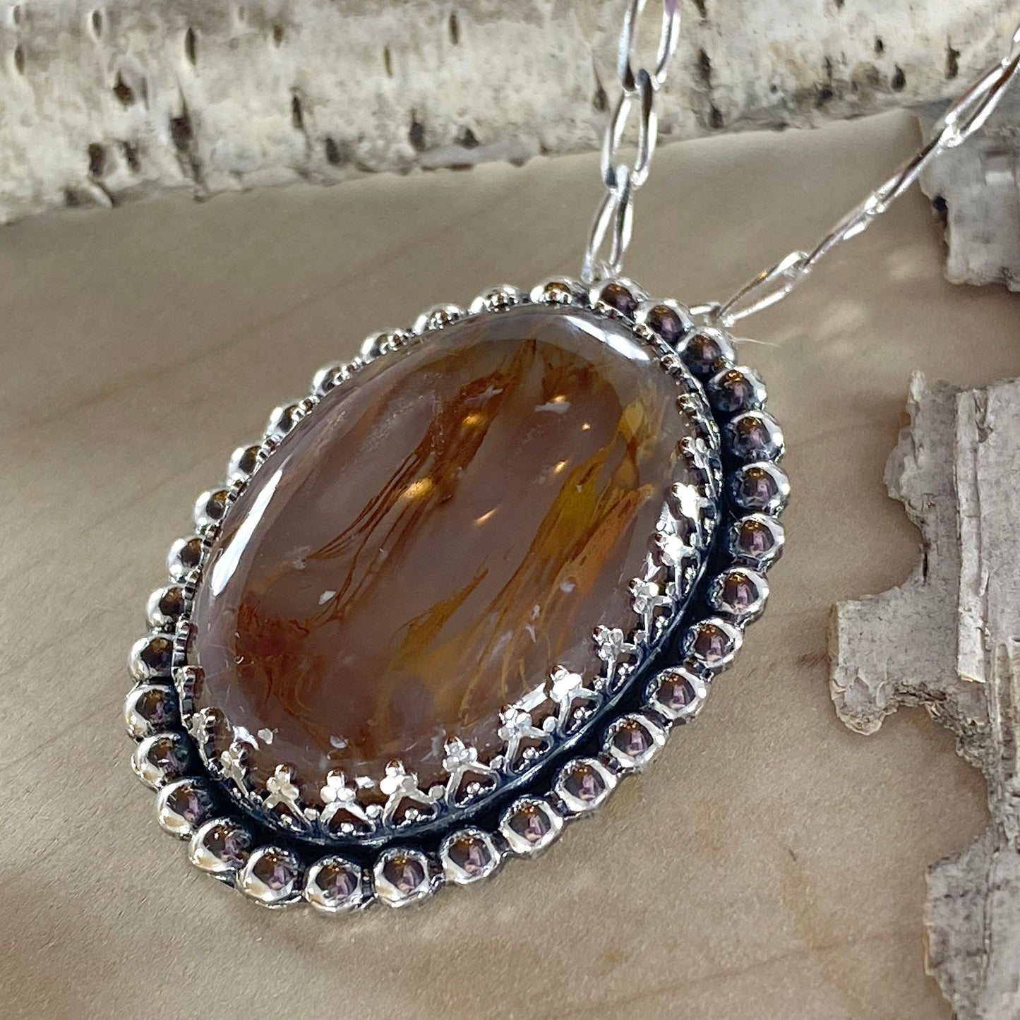 Priday Moss Agate Pendant Necklace - Stone Treasures by the Lake