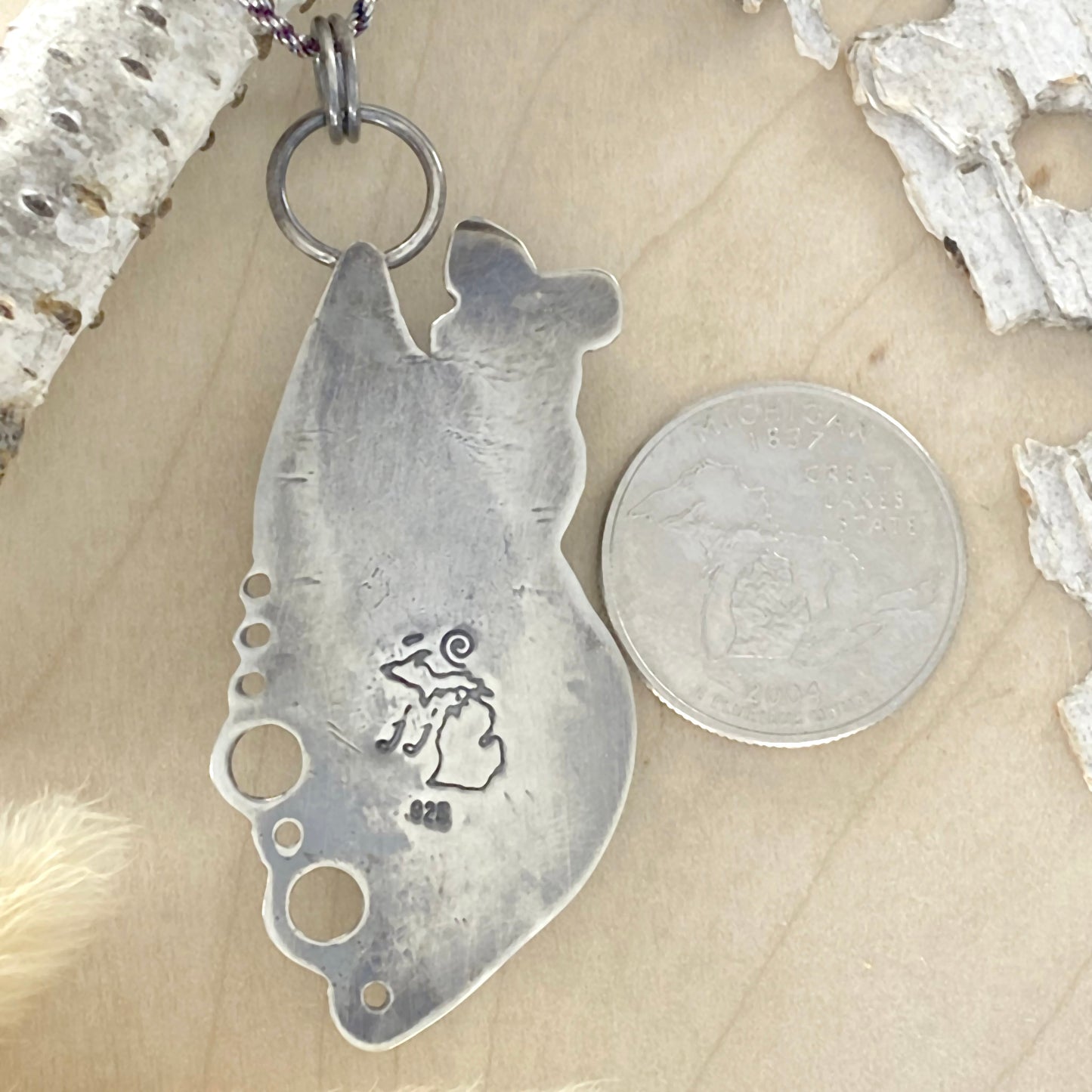 Petoskey Stone Mushroom Pendant Necklace Back View - Stone Treasures by the Lake
