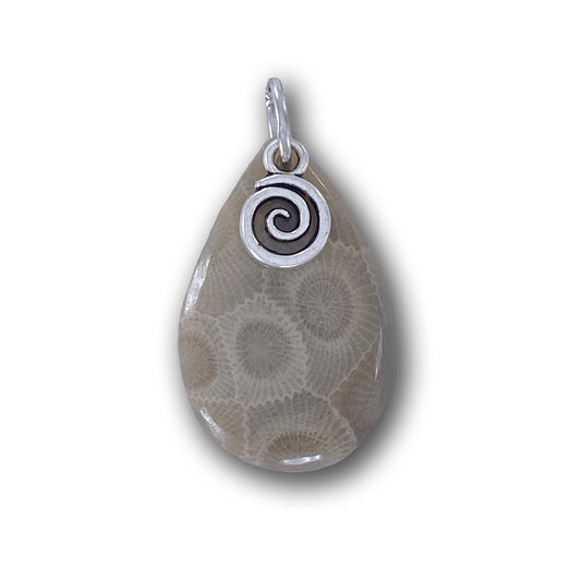 NOTE:  The pendant you receive will be similar to the one pictured.  Since each Petoskey Stone is unique, each pattern will also be unique.