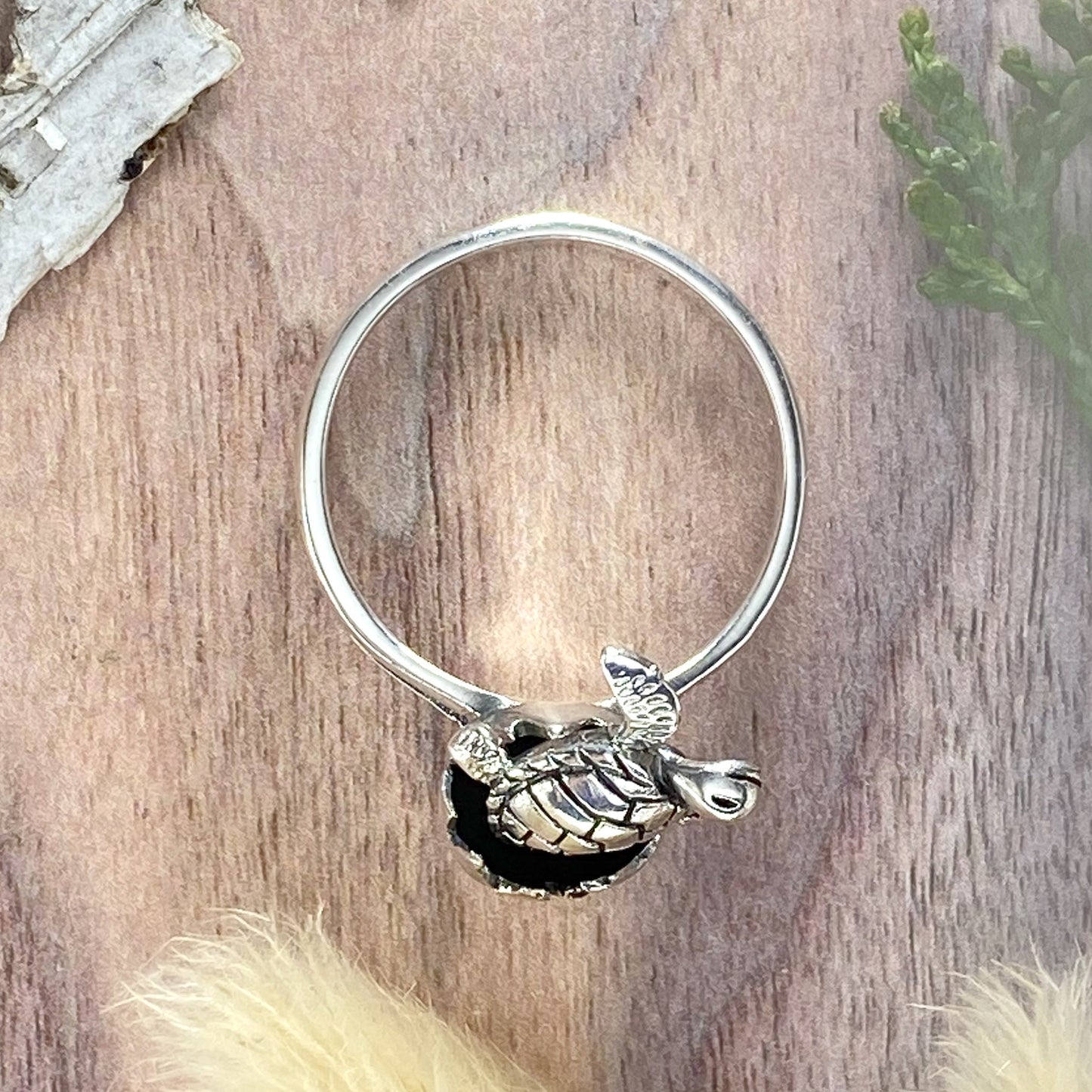 Sterling Silver Hatching Turtle Ring Top View - Stone Treasures by the Lake