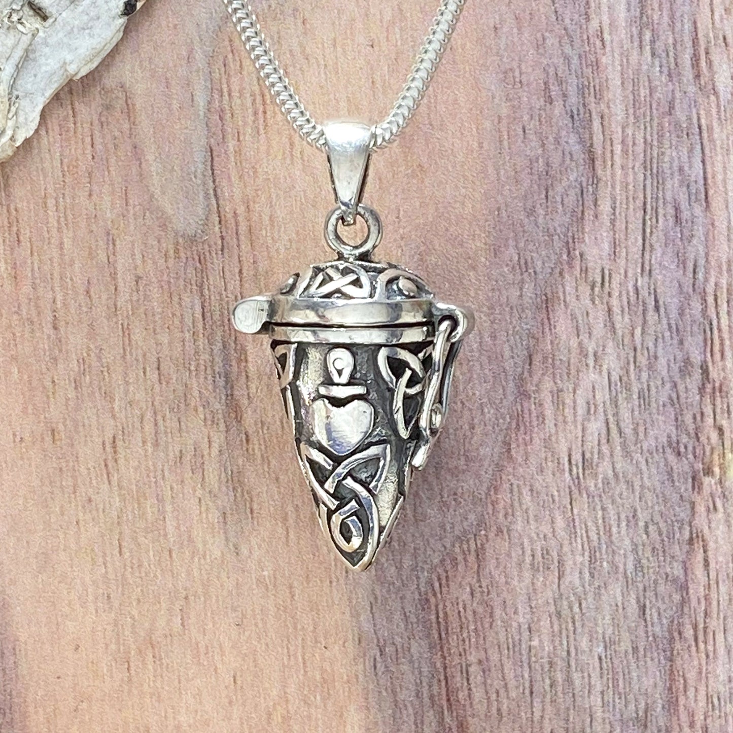 Sterling Silver Celtic Heart Pendant Front View IV - Stone Treasures by the Lake