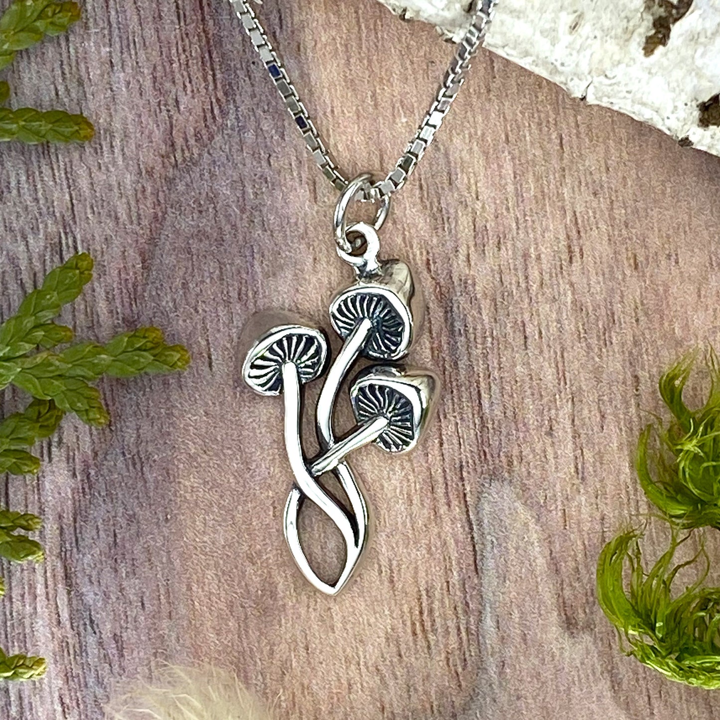 Mushroom Pendant Necklace Front View - Stone Treasures by the Lake