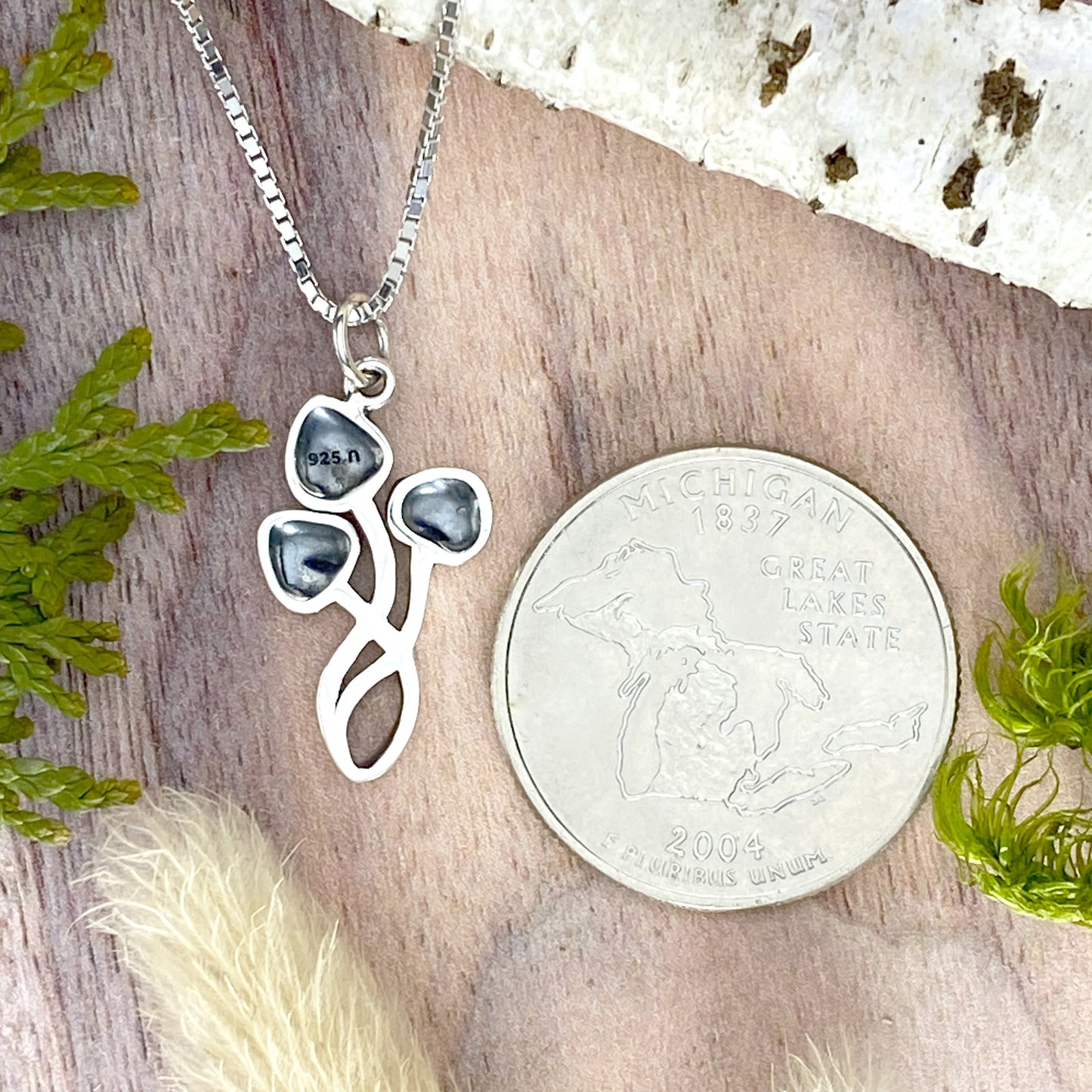 Mushroom Pendant Necklace Back View - Stone Treasures by the Lake