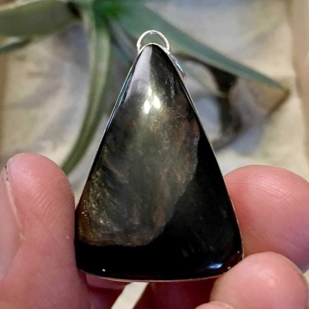 Glass Buttes Fire Pit Obsidian Sterling Silver Pendant - Stone Treasures by the Lake