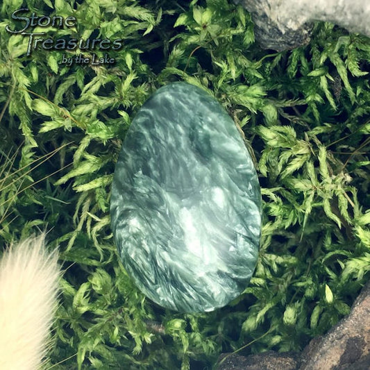 Russian Seraphinite Teardrop Cabochon - Stone Treasures by the Lake