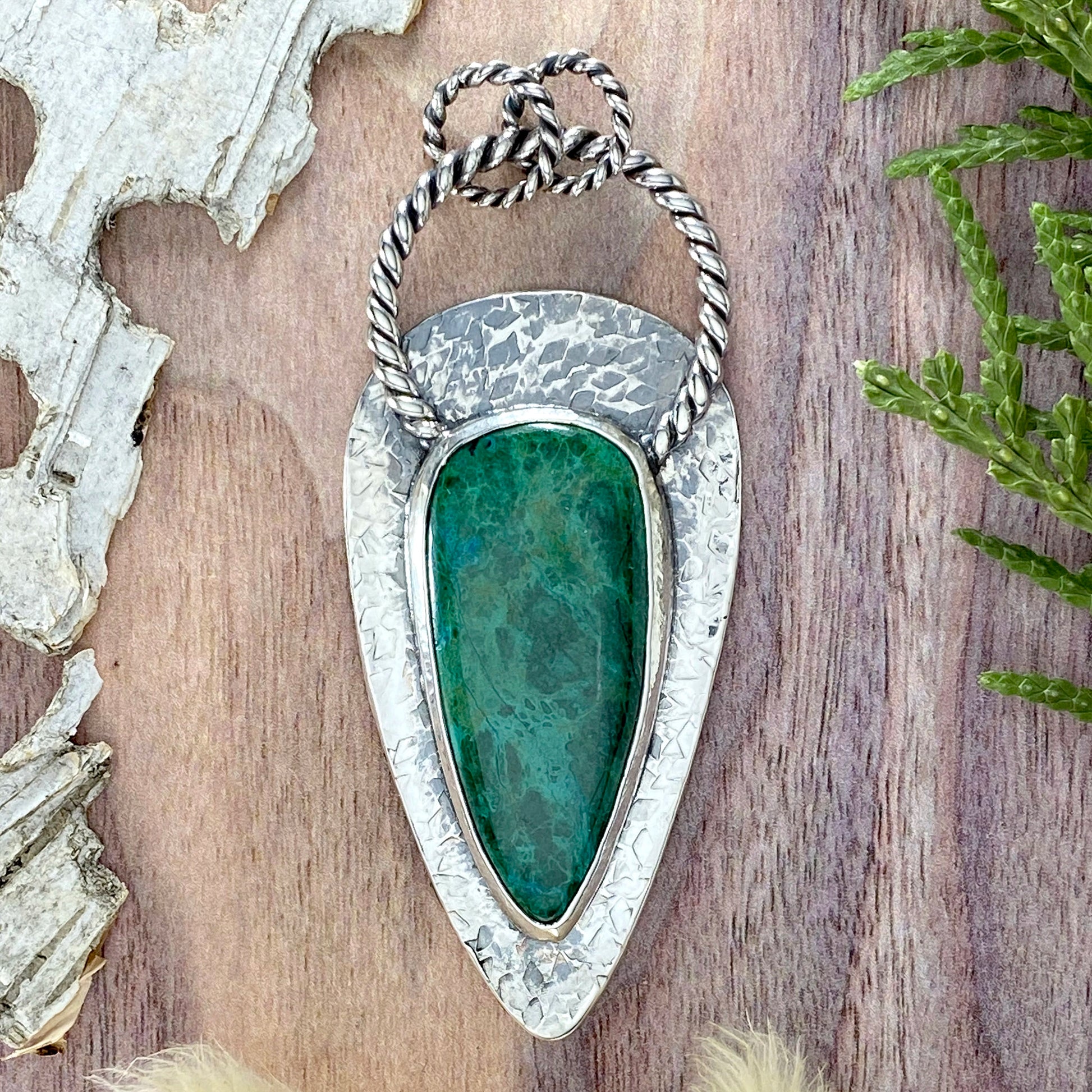 Chrysocolla Pendant Front View - Stone Treasures by the Lake