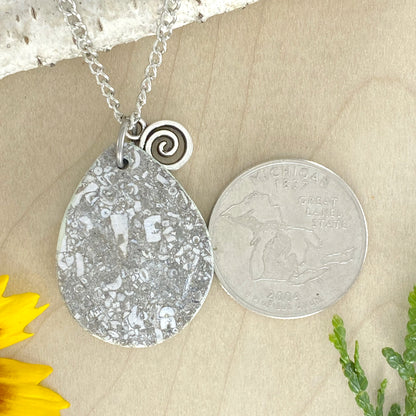 Crinoid Fossil Swirl Pendant Necklace - Stone Treasures by the Lake