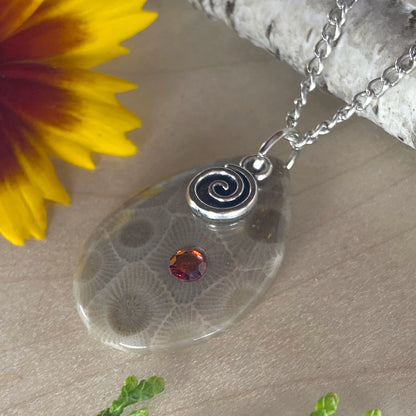 Petoskey Stone Swirl Pendant Necklace - Stone Treasures by the Lake