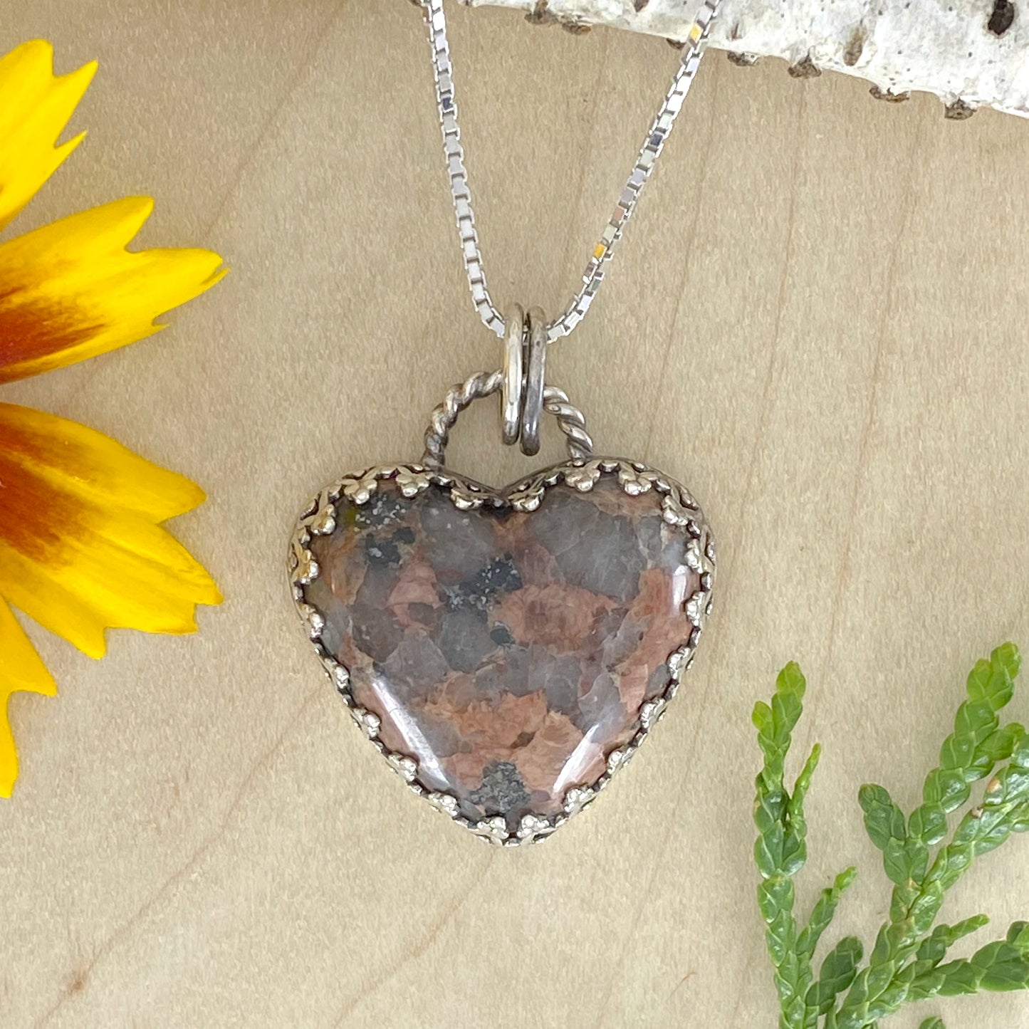 Granite Heart Pendant Necklace - Stone Treasures by the Lake