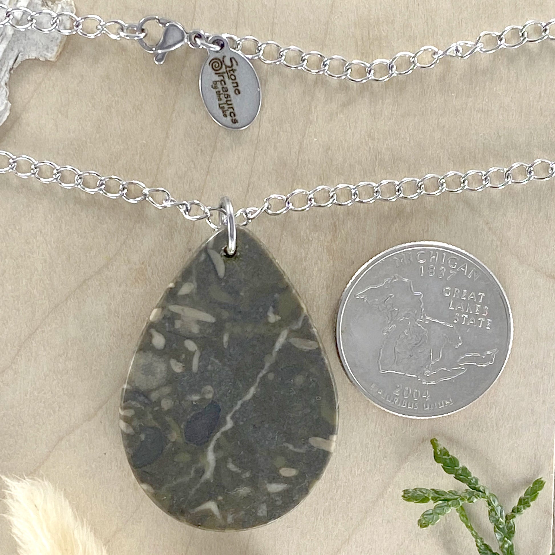 Fossil Hash Swirl Pendant Necklace - Stone Treasures by the Lake