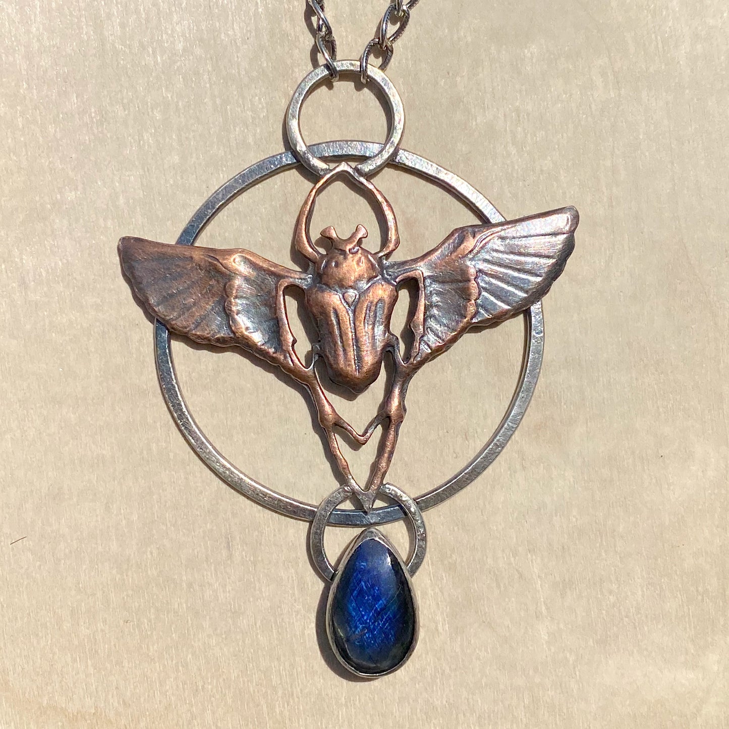 Spectrolite Scarab Pendant Necklace - Stone Treasures by the Lake
