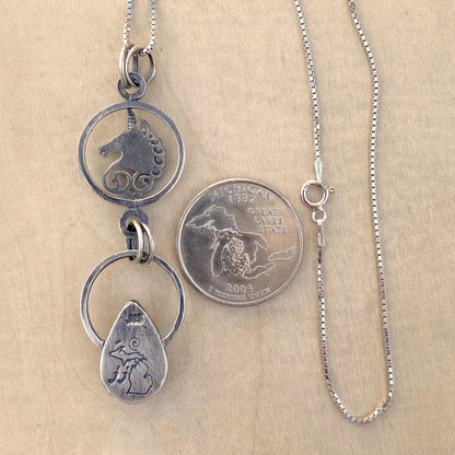 Petoskey Stone Unicorn Pendant Necklace - Stone Treasures by the Lake