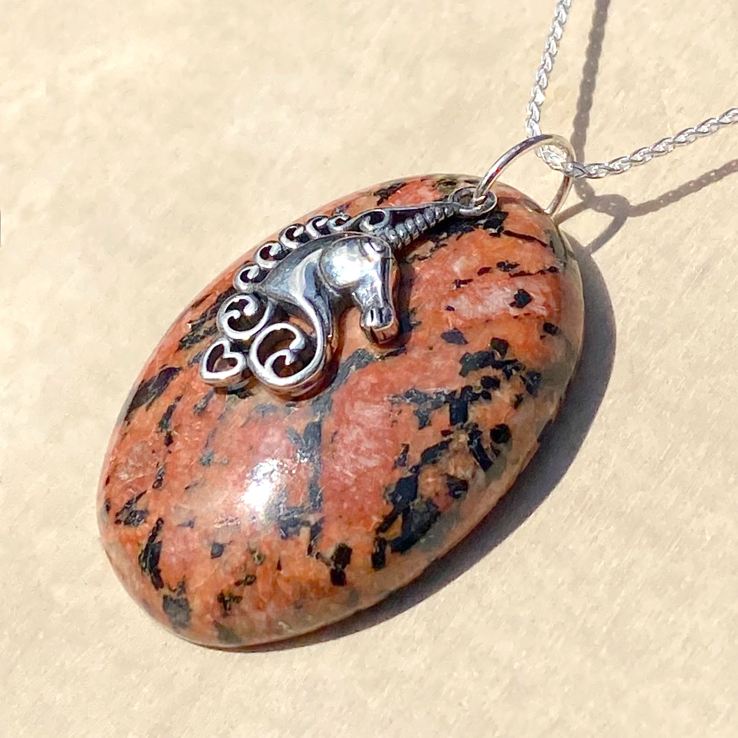 Granite with Unicorn Charm Pendant Necklace