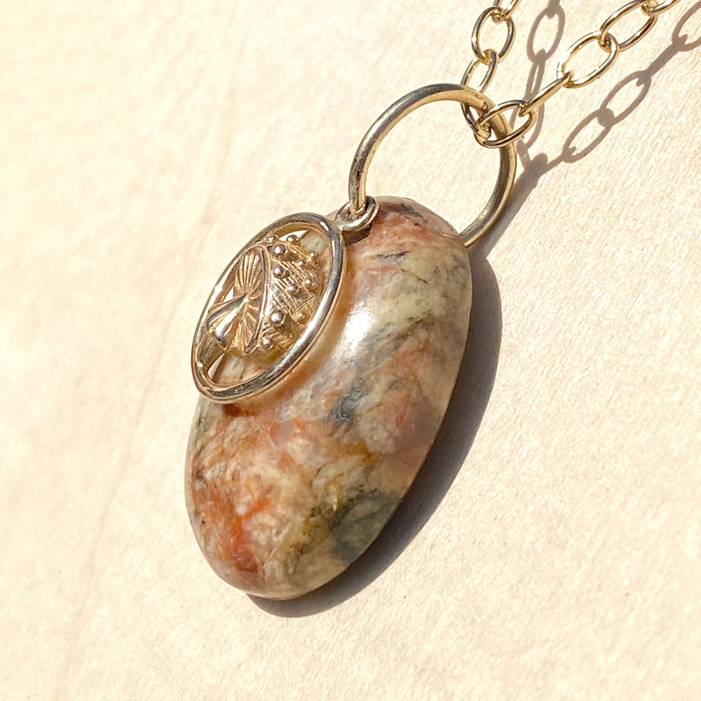 Granite with Mushroom  Charm Pendant Necklace - Stone Treasures by the Lake