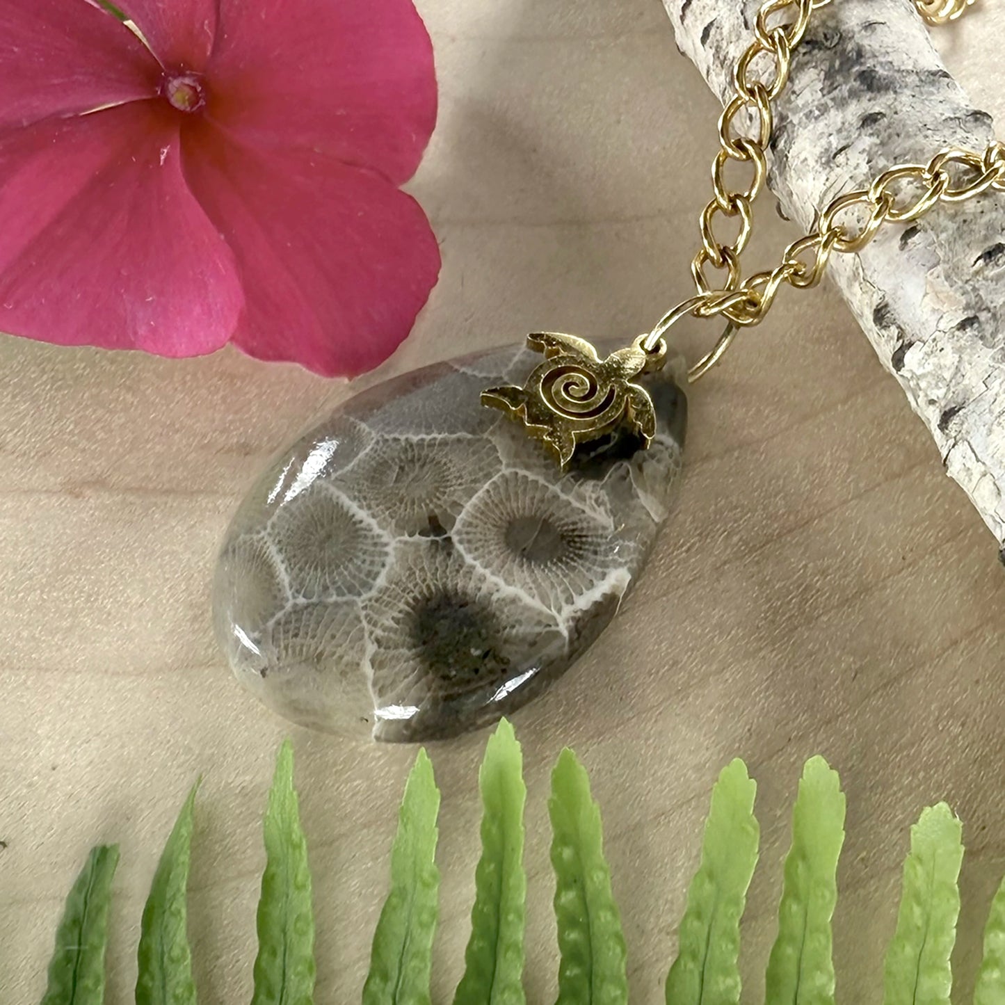 Petoskey Stone Turtle Pendant Necklace - Stone Treasures by the Lake