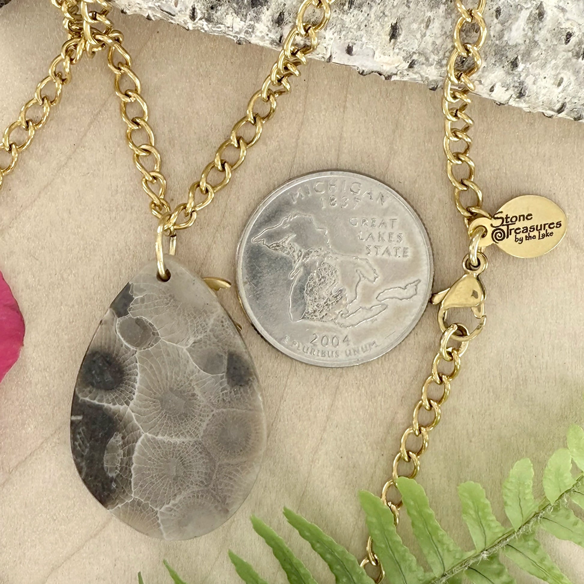 Petoskey Stone Turtle Pendant Necklace - Stone Treasures by the Lake