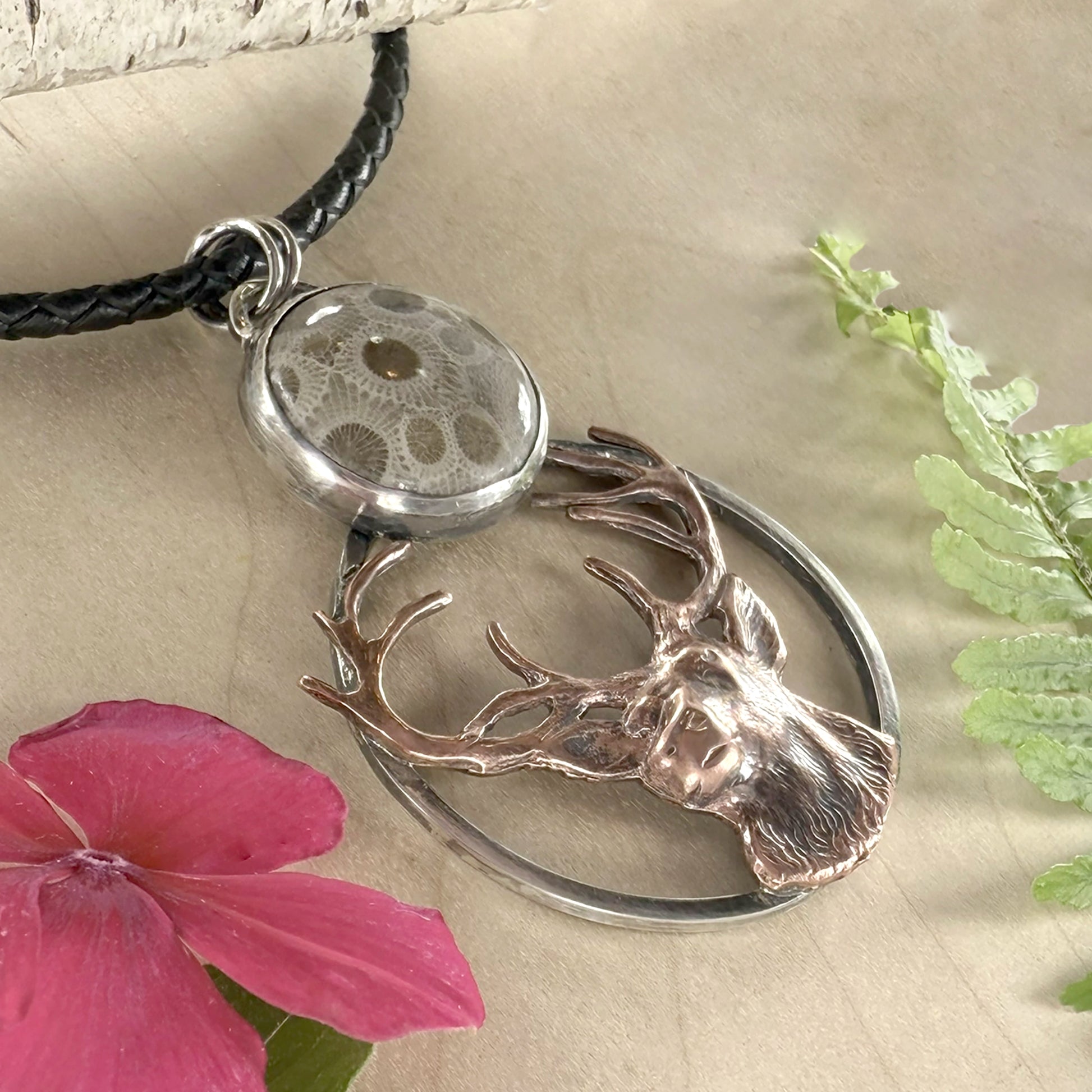 Petoskey Stone Elk Pendant Necklace - Stone Treasures by the Lake