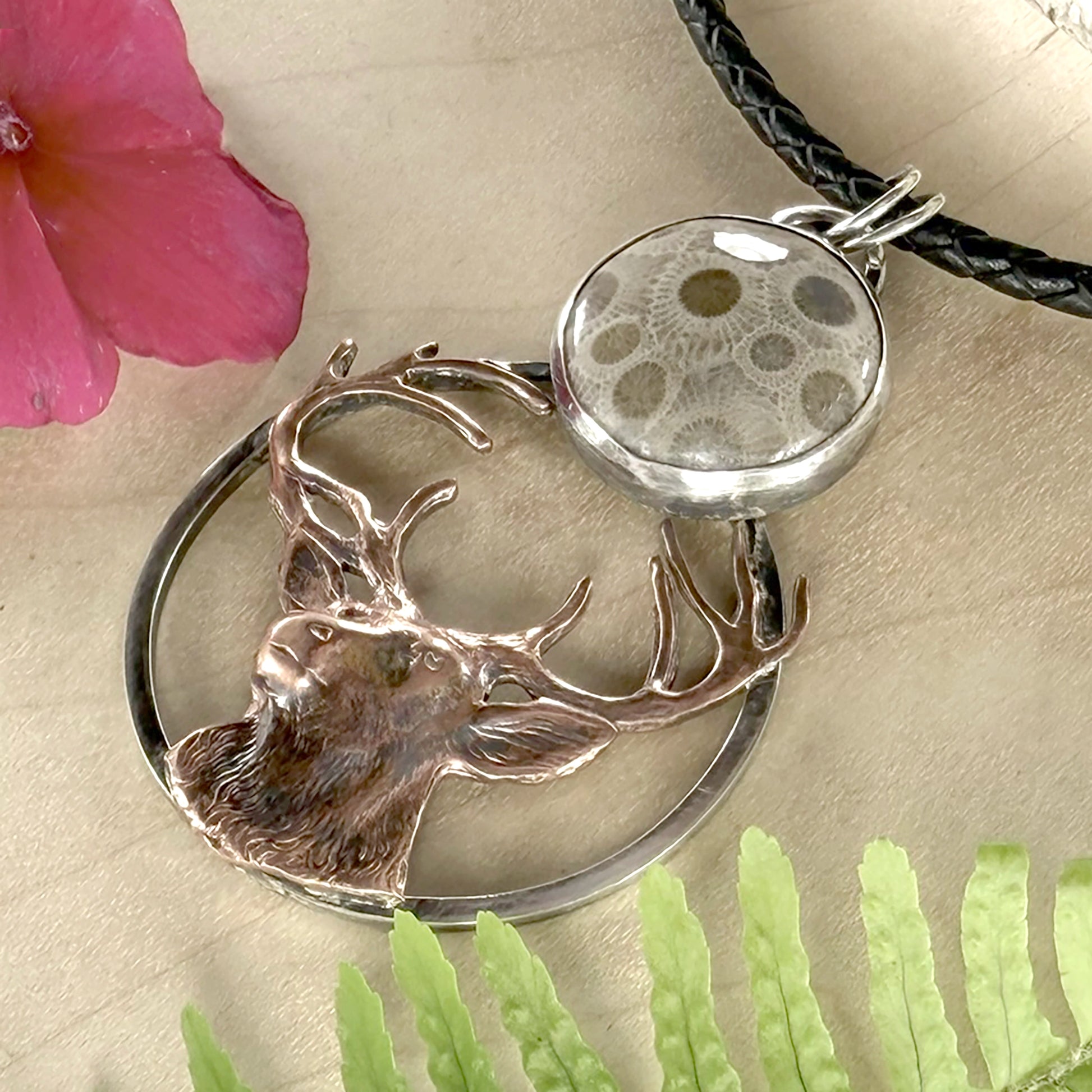 Petoskey Stone Elk Pendant Necklace - Stone Treasures by the Lake