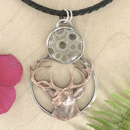 Petoskey Stone Elk Pendant Necklace - Stone Treasures by the Lake