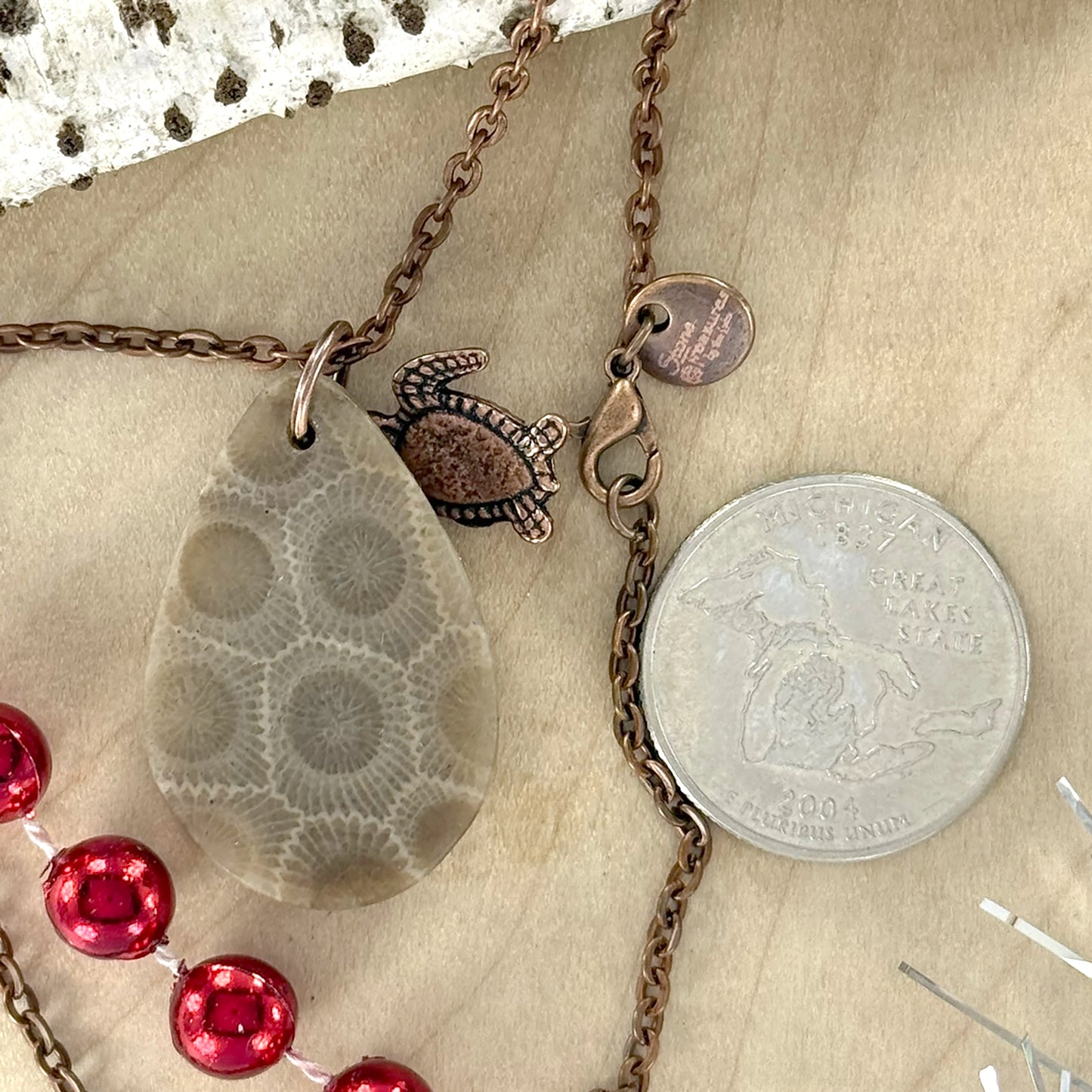 Petoskey Stone Turtle Pendant Necklace - Stone Treasures by the Lake