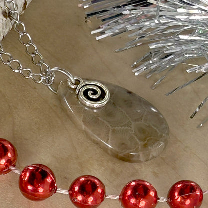 Petoskey Stone Swirl Pendant Necklace - Stone Treasures by the Lake