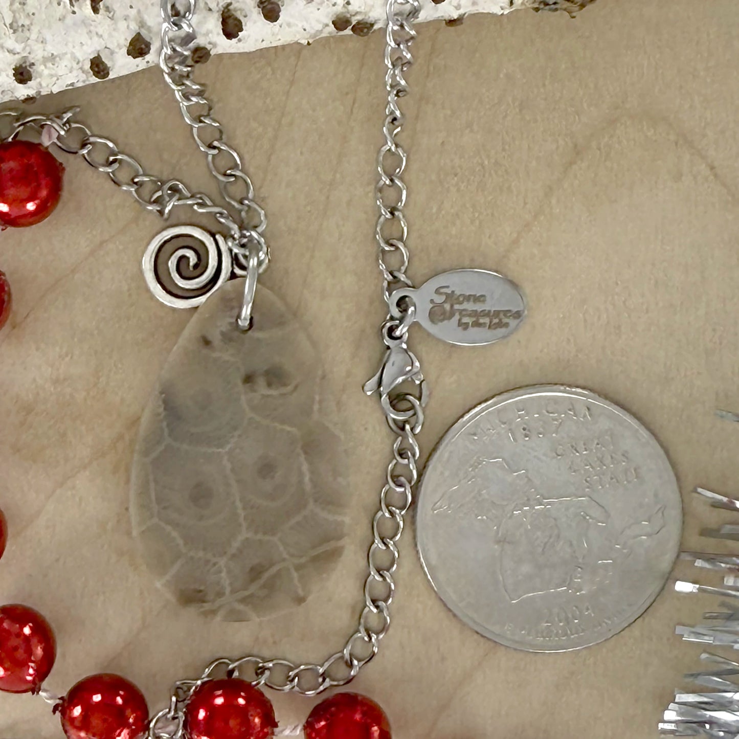 Petoskey Stone Swirl Pendant Necklace - Stone Treasures by the Lake