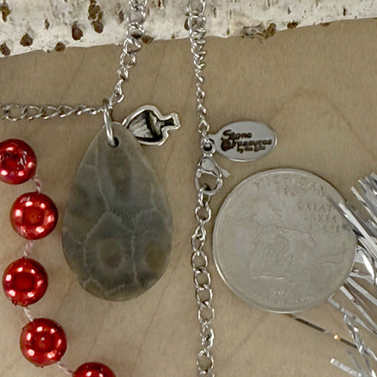 Petoskey Stone Mushroom Pendant Necklace - Stone Treasures by the Lake