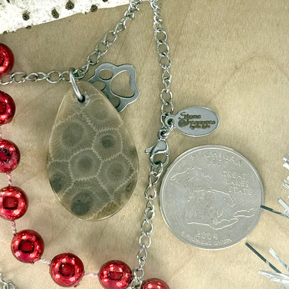 Petoskey Stone Paw Pendant Necklace - Stone Treasures by the Lake