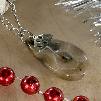 Petoskey Stone Mushroom Pendant Necklace - Stone Treasures by the Lake