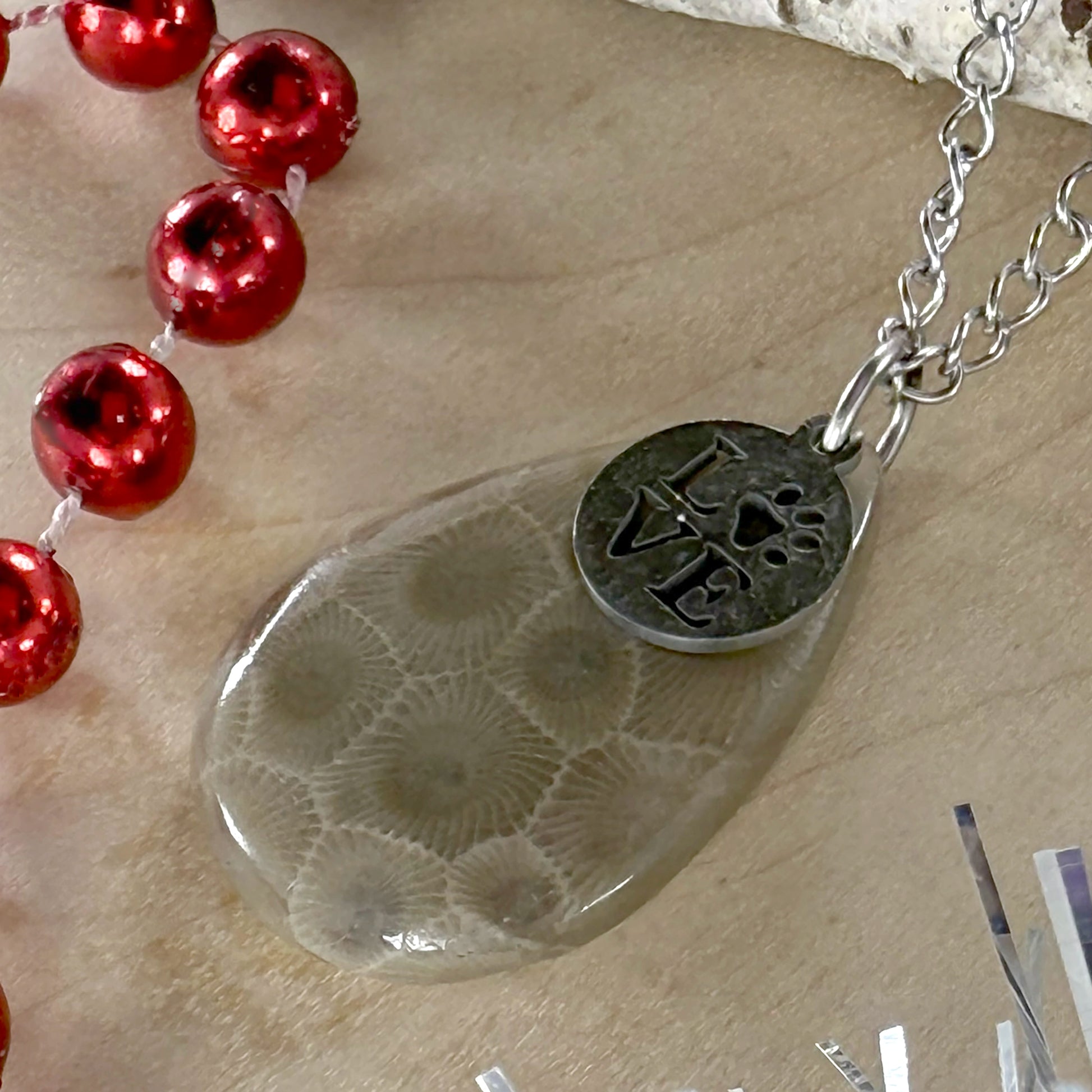 Petoskey Stone Love Pendant Necklace - Stone Treasures by the Lake