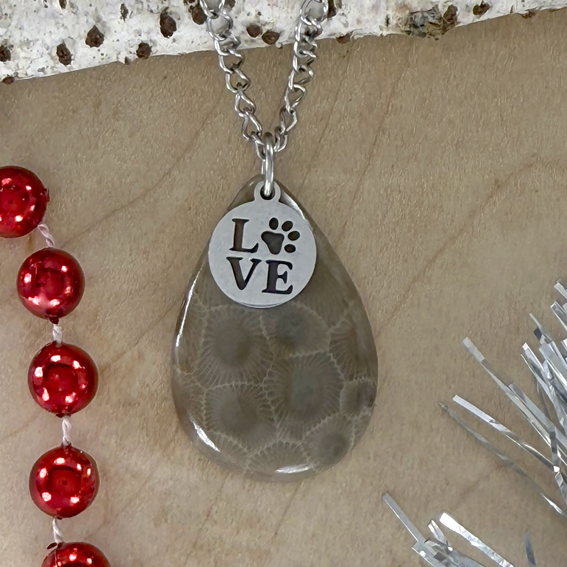 Petoskey Stone Love Pendant Necklace - Stone Treasures by the Lake