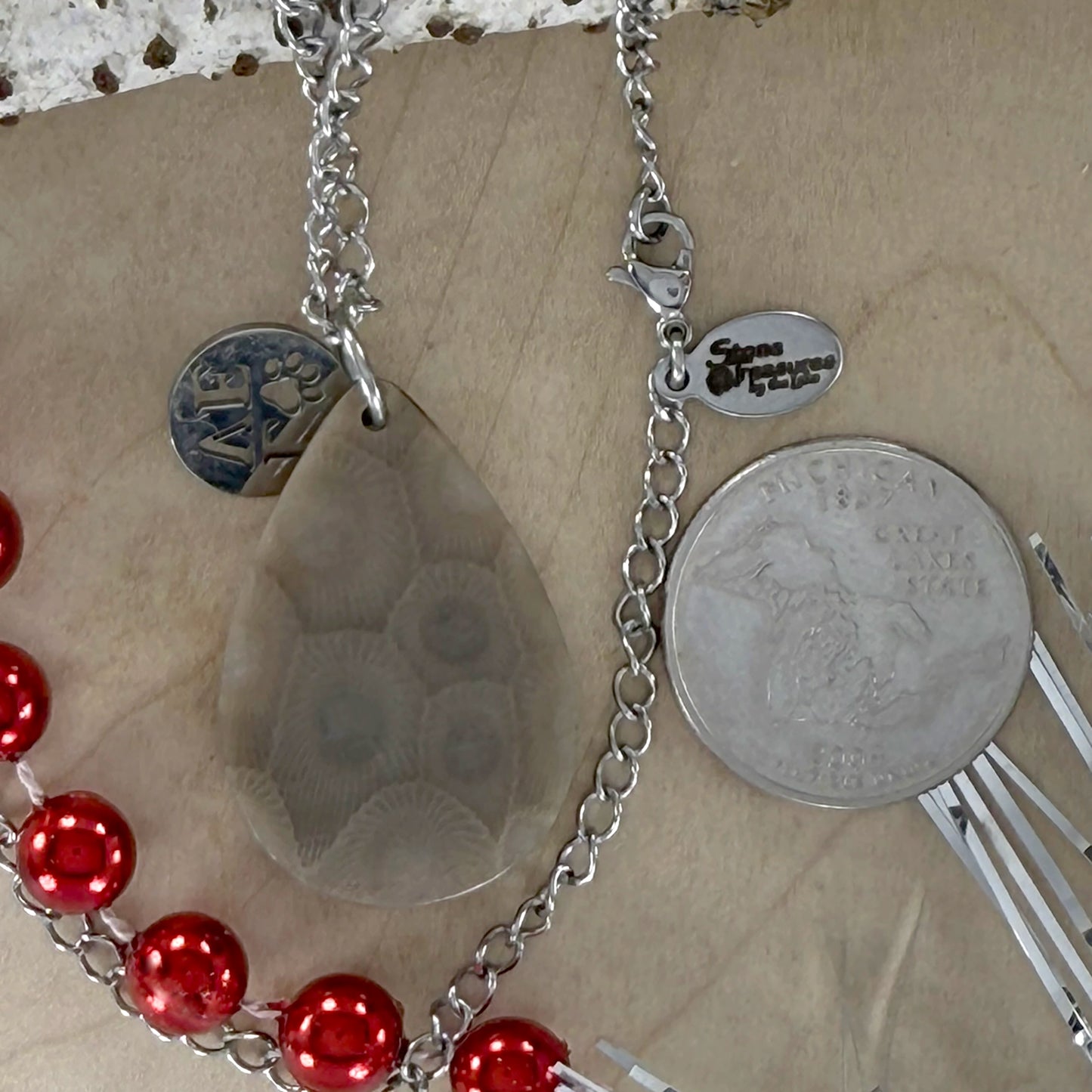 Petoskey Stone Love Pendant Necklace - Stone Treasures by the Lake