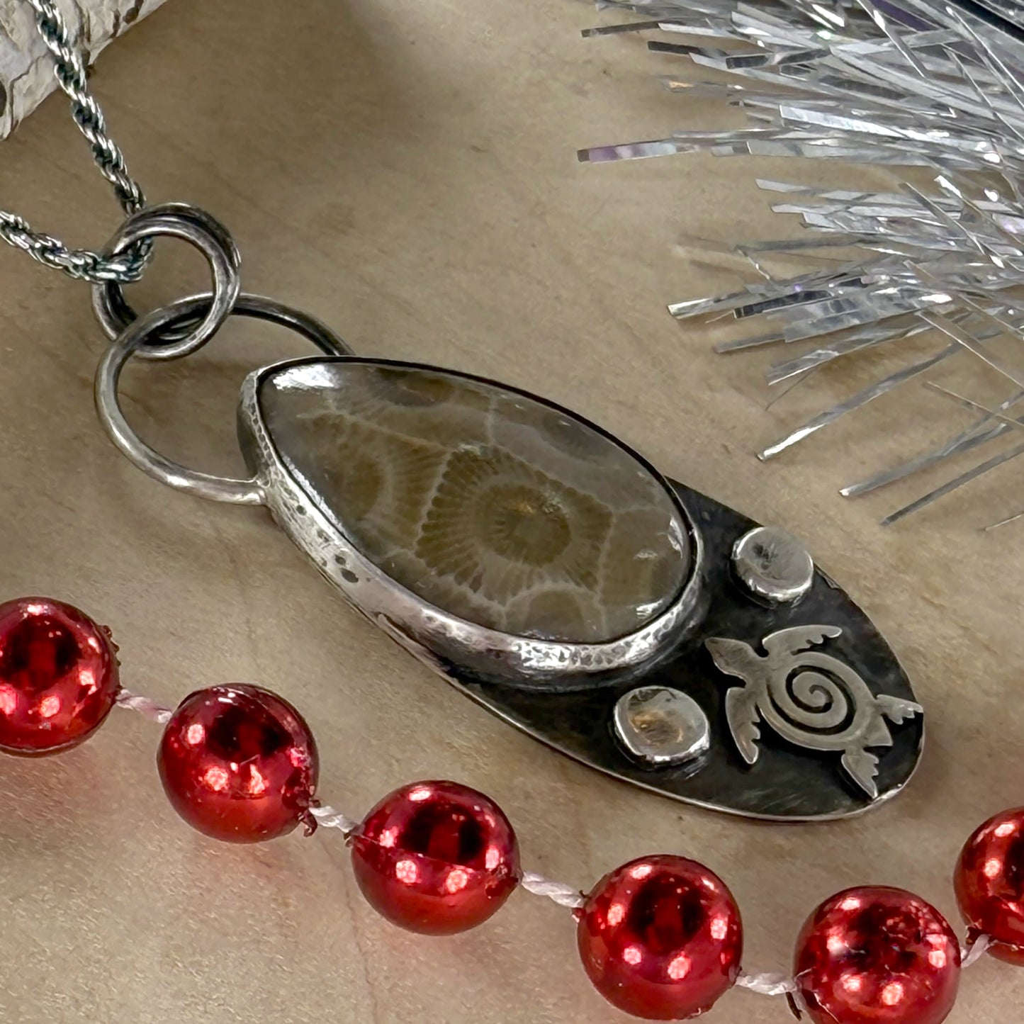 Handcrafted Sterling Silver Petoskey Stone Pendant