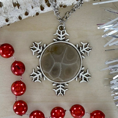 Petoskey Stone Snowflake Pendant Necklace - Stone Treasures by the Lake