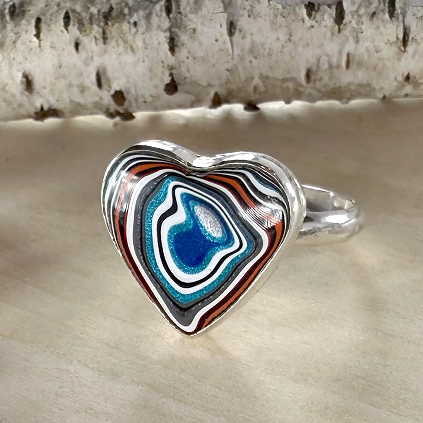 Fordite Heart Ring - Stone Treasures by the Lake