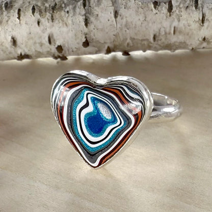 Fordite Heart Ring - Stone Treasures by the Lake