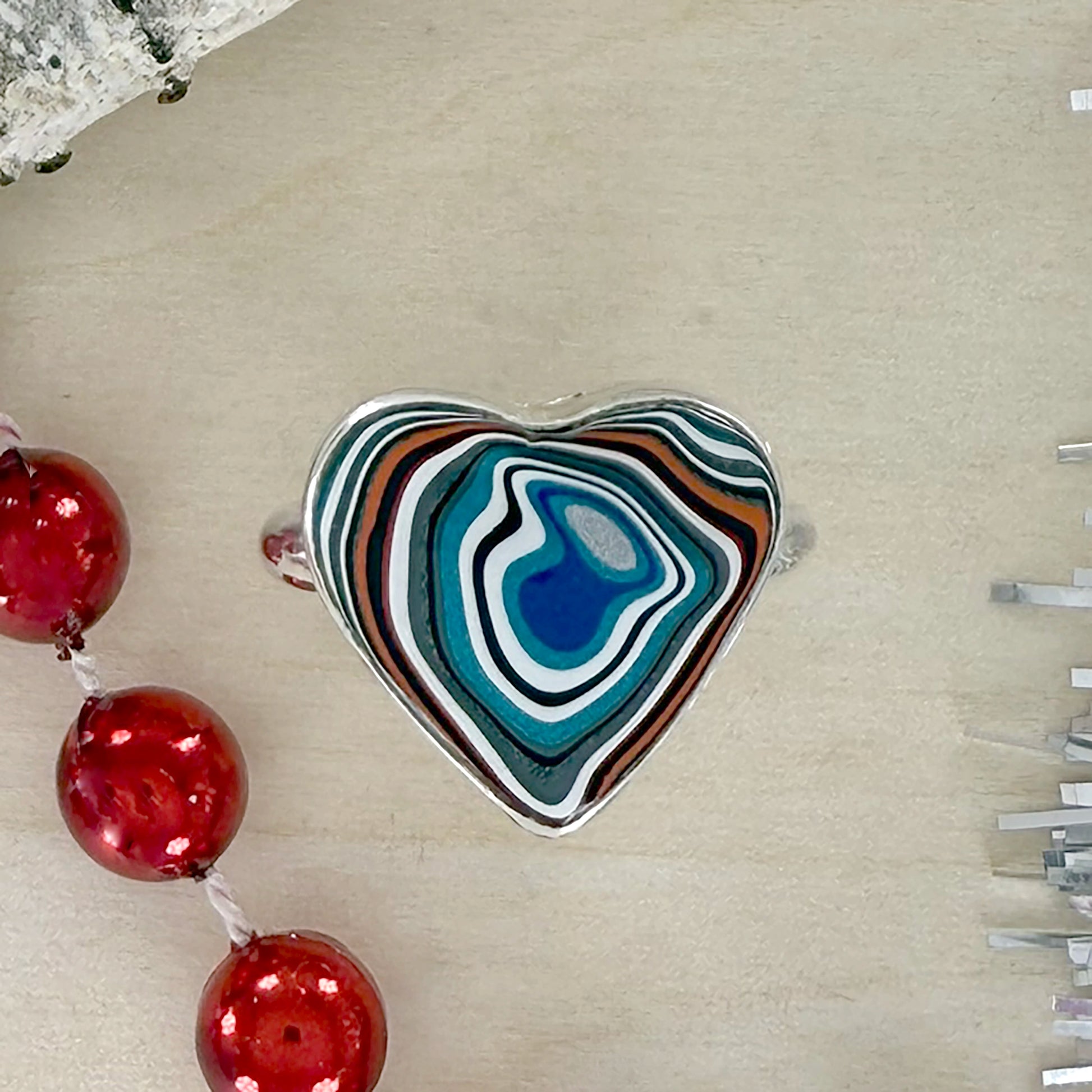 Fordite Heart Ring - Stone Treasures by the Lake